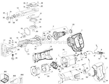 Page A Diagram and Parts List for RS601 Type 1 Black and Decker Reciprocating Saw